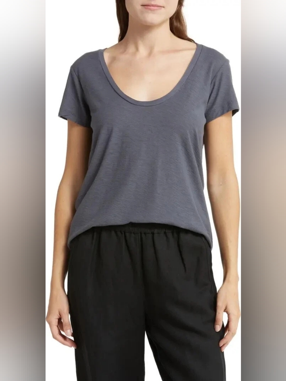 James Perse Short Sleeve Scoop Neck Tee - Charcoal Gray Top Size 2 Small-Medium